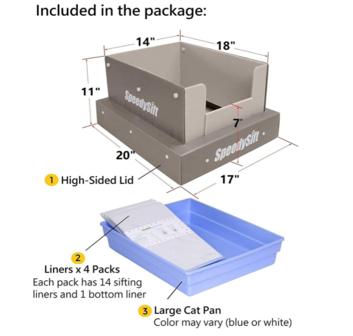 SpeedySift Cat Litter Box with Disposable Sifting Liners, 11" Corrugated Plastic