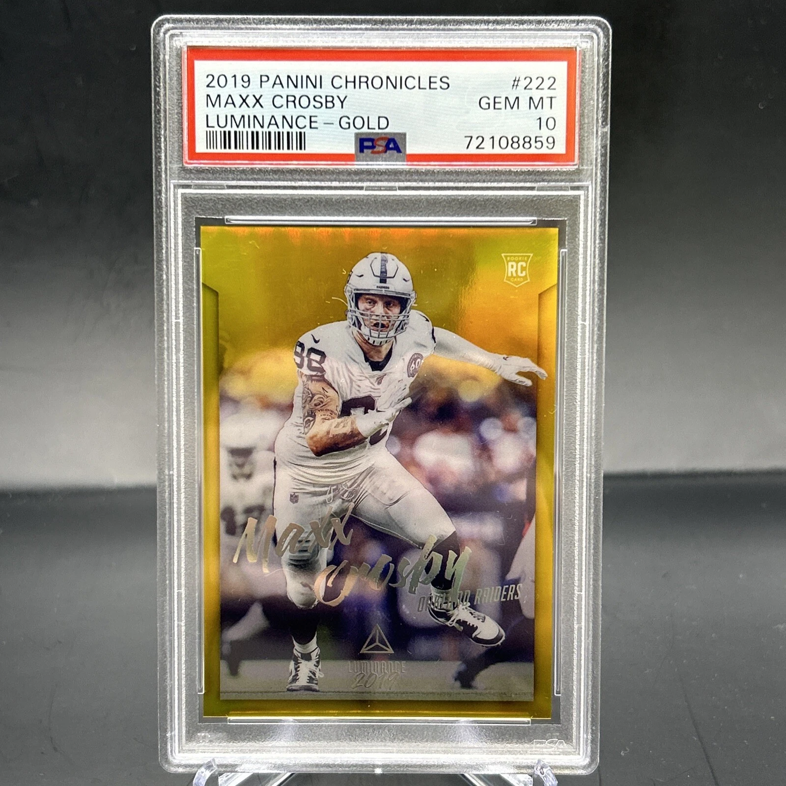 Maxx Crosby Panini Chronicles Luminance #222 Gold