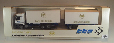 AWM 1/87 Nr. WeMo Mercedes Benz Actros Hängerzug Wechselkoffer Bacardi OVP #1881