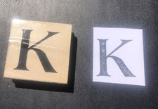 Rubber Stamp LETTER K Monogram Initial Wooden 1"x2" Tested Letter Personalize