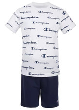 Champion Little Boys 2-Pc. Script Logo T-Shirt Shorts Set - White-12M