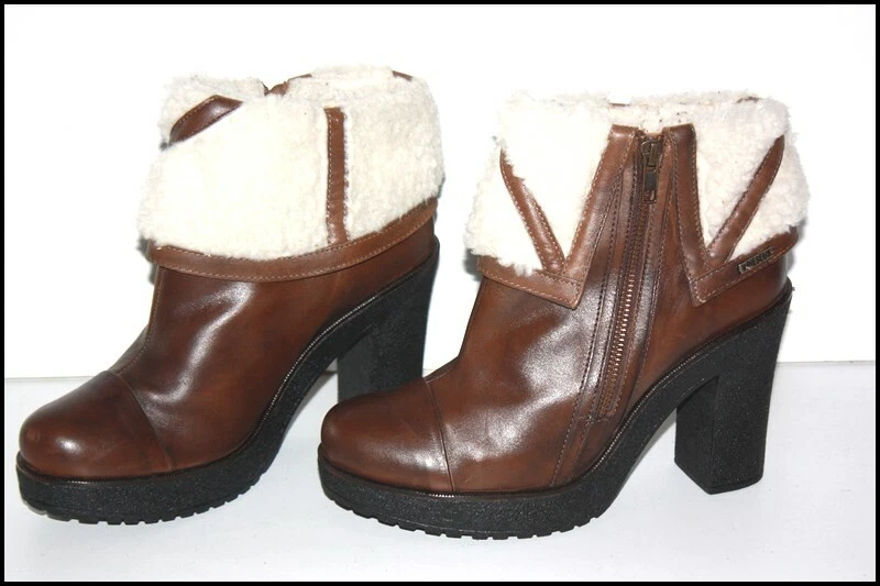 DIESEL Bottines Boots Fourr es Cuir Marron Talons Hauts T 39 TTBE