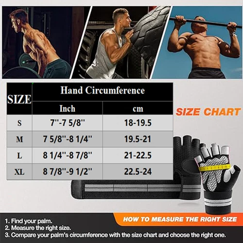 Fitness Gloves Weight Lifting Gym Workout Training Wrist Wrap Strap Men & Women - Picture 2 of 20