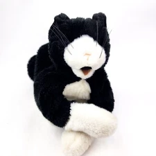 Folkmanis Tuxedo Floppy Cat Plush Hand Puppet Black White