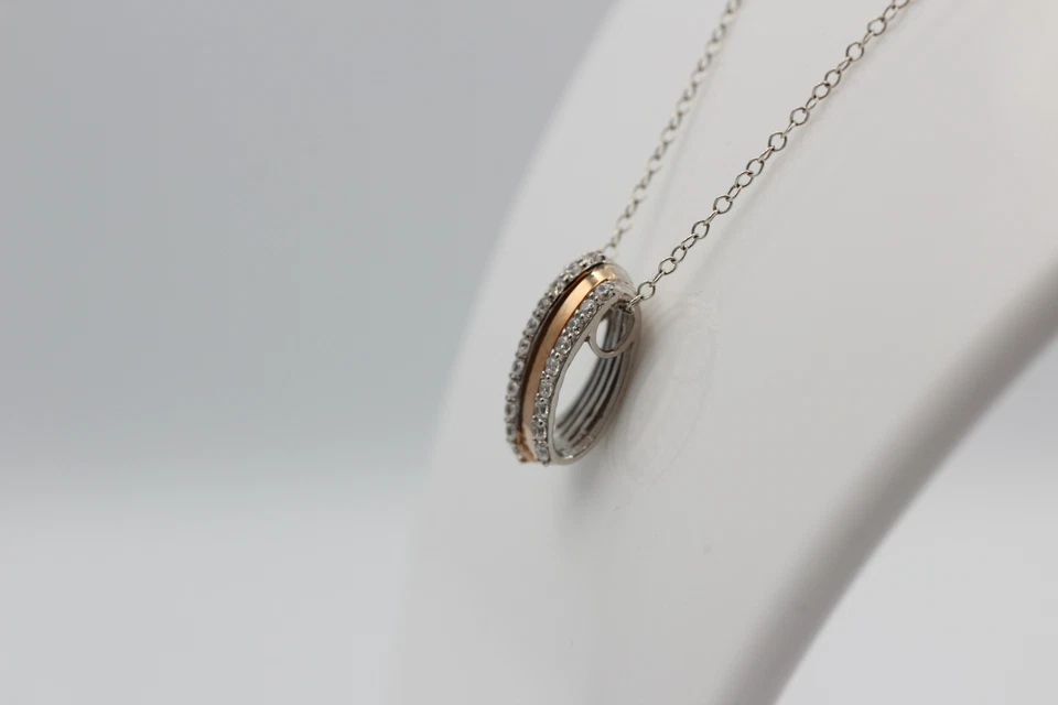 Rimorchio 925 Argento Sterling Rodiato Oro Rosso Placcato Zirconia Post Speciale - Immagine 4 di 4