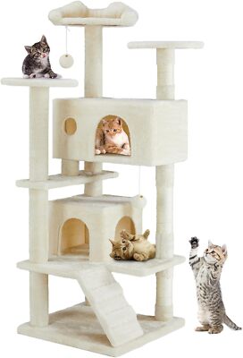 54inch STURDY Cat Tree Tower Activity Center Large Playing House Condo for Rest
