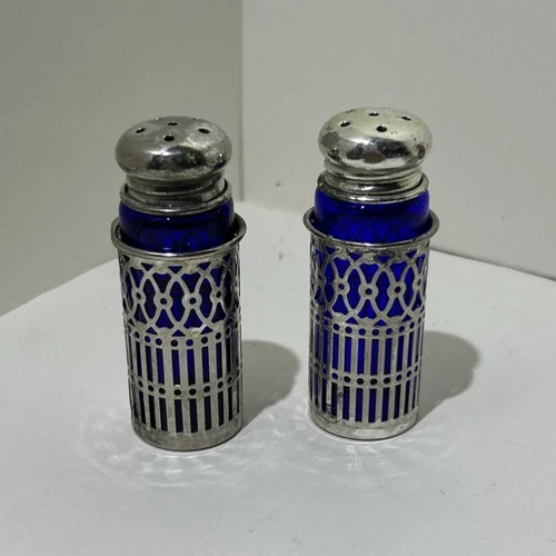 Cobalt Blue Glass Salt And Pepper Shakers Vintage Boho Style