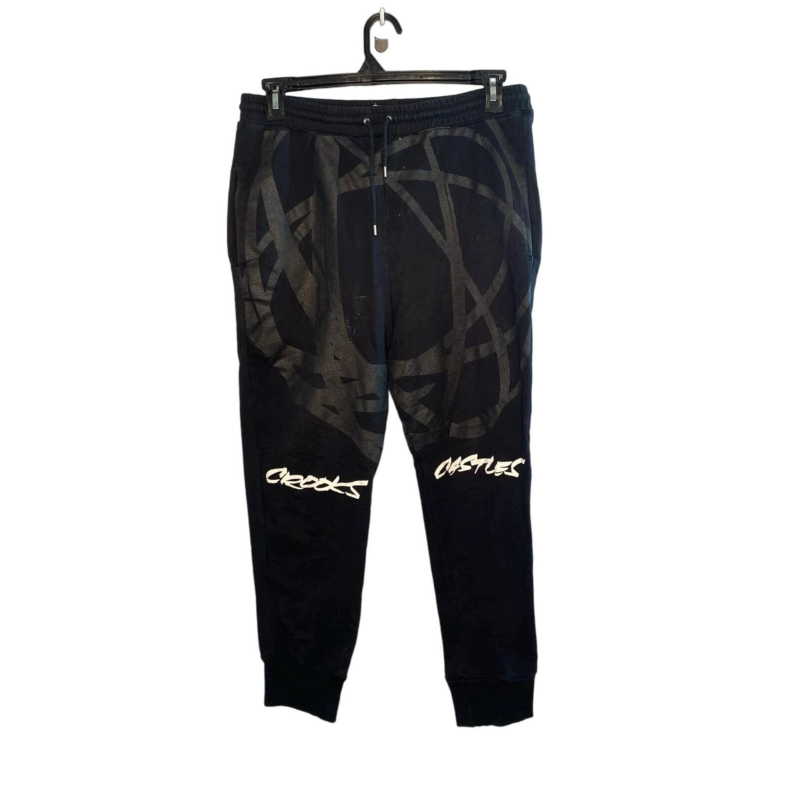 Crooks & Castles Joggers Men's Size Large Drawstring Sweatpants Made in USA
