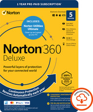 Norton 360 Deluxe 5 Device + Utilities Ultimate 2026 1 Year EMAIL Delivery