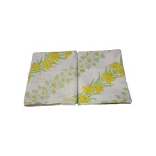 2 Vintage Look Pillowcases. White W/ Yellow Flowers 19 X 28 Standard
