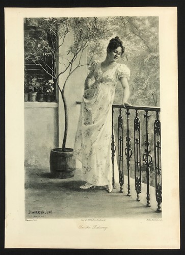 On the Balcony An original Photogravure print 1896 after Jenő Jendrassik - Picture 3 of 4