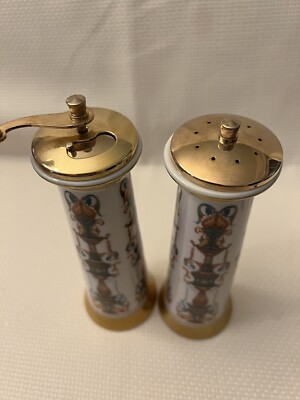 Vintage Lenox Lido Salt Shaker & Pepper Mill Grinder 24k Gold Trim