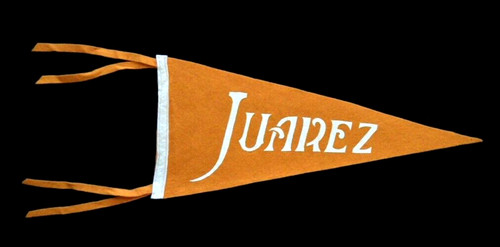  orig. 1950's-60's? CIUDAD JUAREZ, Mexico *Vintage Pennant* 14x7 Long Tassels