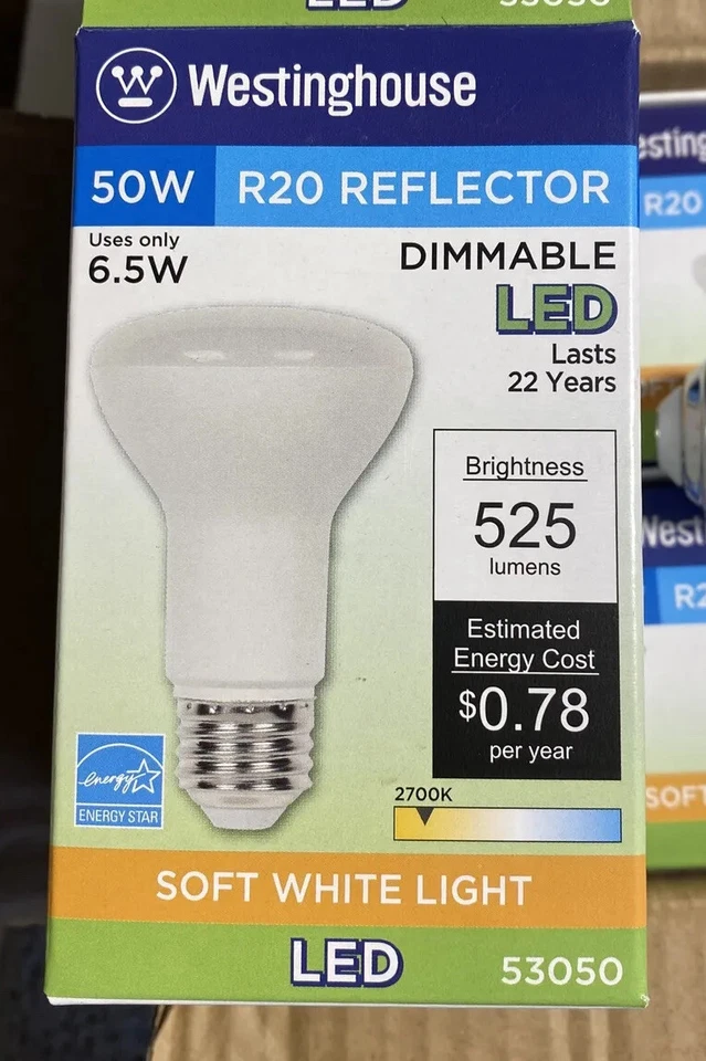 6 Pk Led Westinghouse Lighting 53050 6.5 Watt (50) R20 Flood Dimmable Soft White - Image 2 of 3