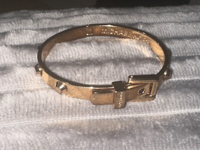 Authentic Michael Kors Rose Gold Buckle Belt Stud Latching Bangle