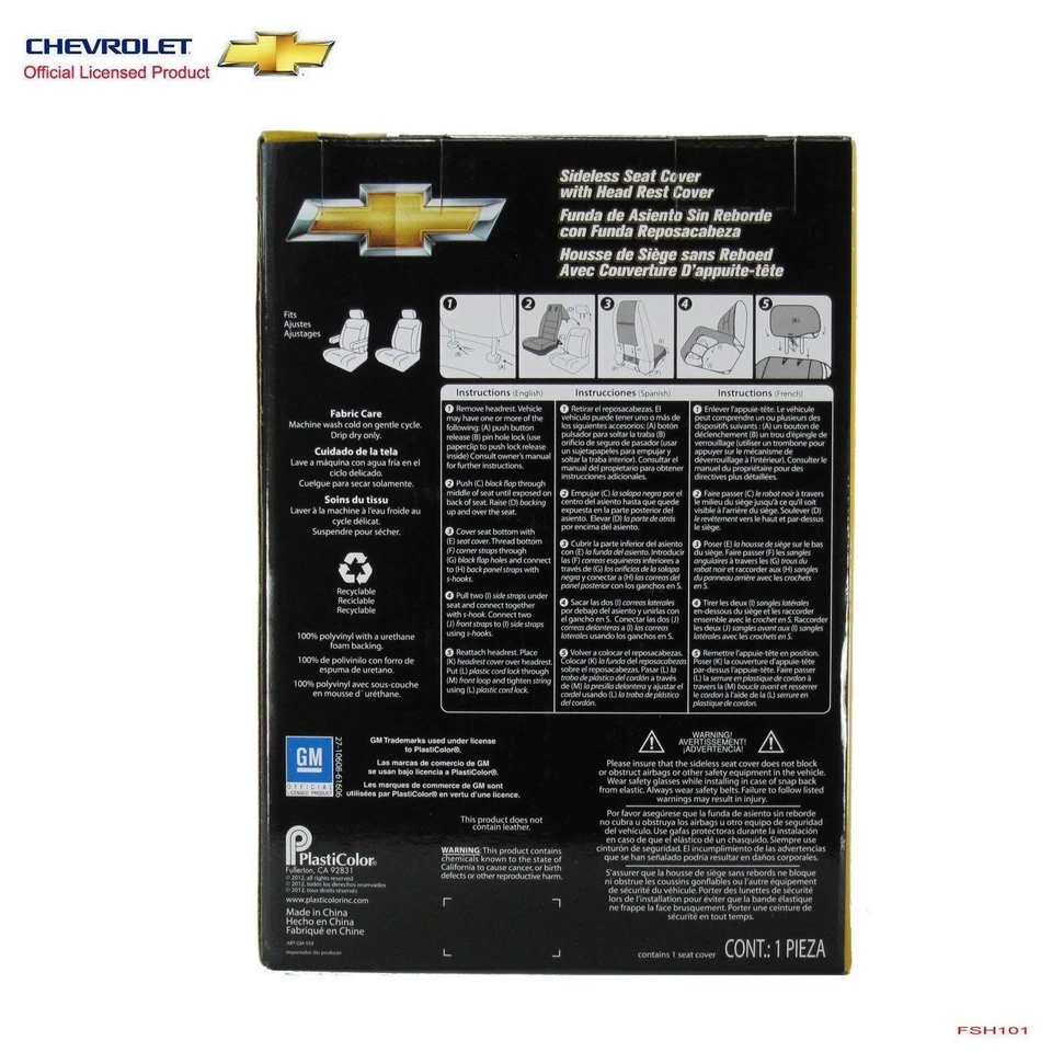 Brand New Chevrolet Chevy Bowtie Logo Car Truck SUV Front Sideless Seat Cover Foto 2 de 4