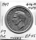 1947 Canada One Silver Dollar  EF P7 Dot