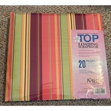 MBI Scrapbook Album 20 Top Load 12x12 Pages multicolor, stripes with Stickers