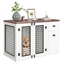 Multi-Functional White Wooden Dog Crate Furniture,Heavy Duty Pet Kennel Table