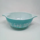 Vintage Pyrex AMISH BUTTERPRINT TURQUOISE 442 Cinderella Mixing Bowl 1.5 Qt