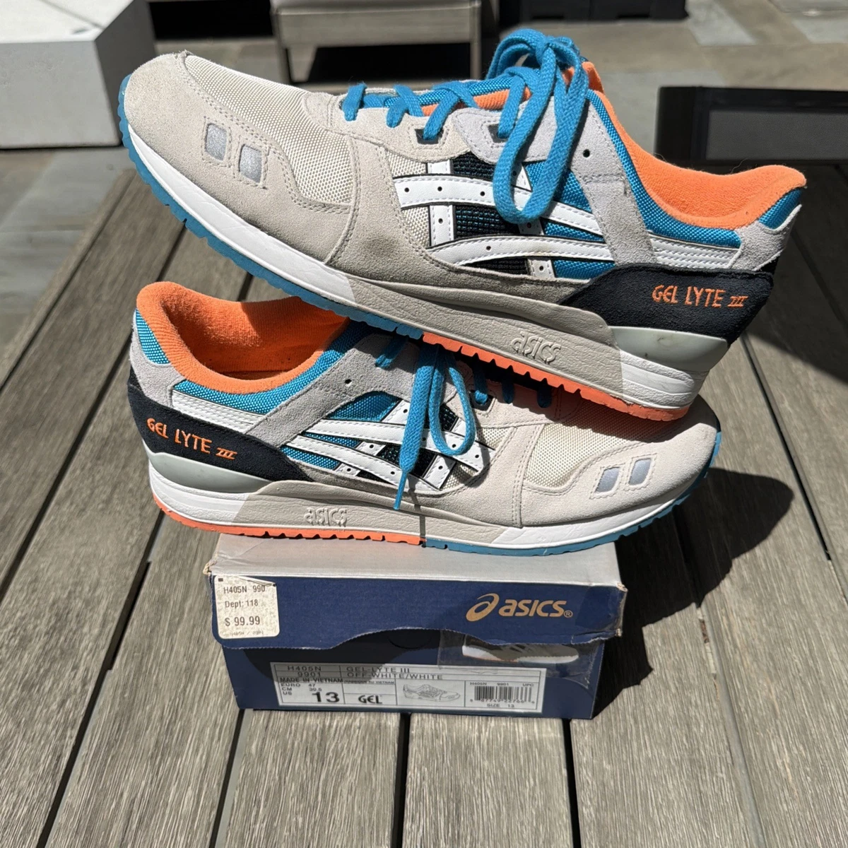 Asics Gel Lyte 3 White Orange Blue for sale | eBay