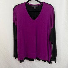 Karen Kane Women's Magenta Colorblock Knit Top Shirt 0X XL Made in USA NWT