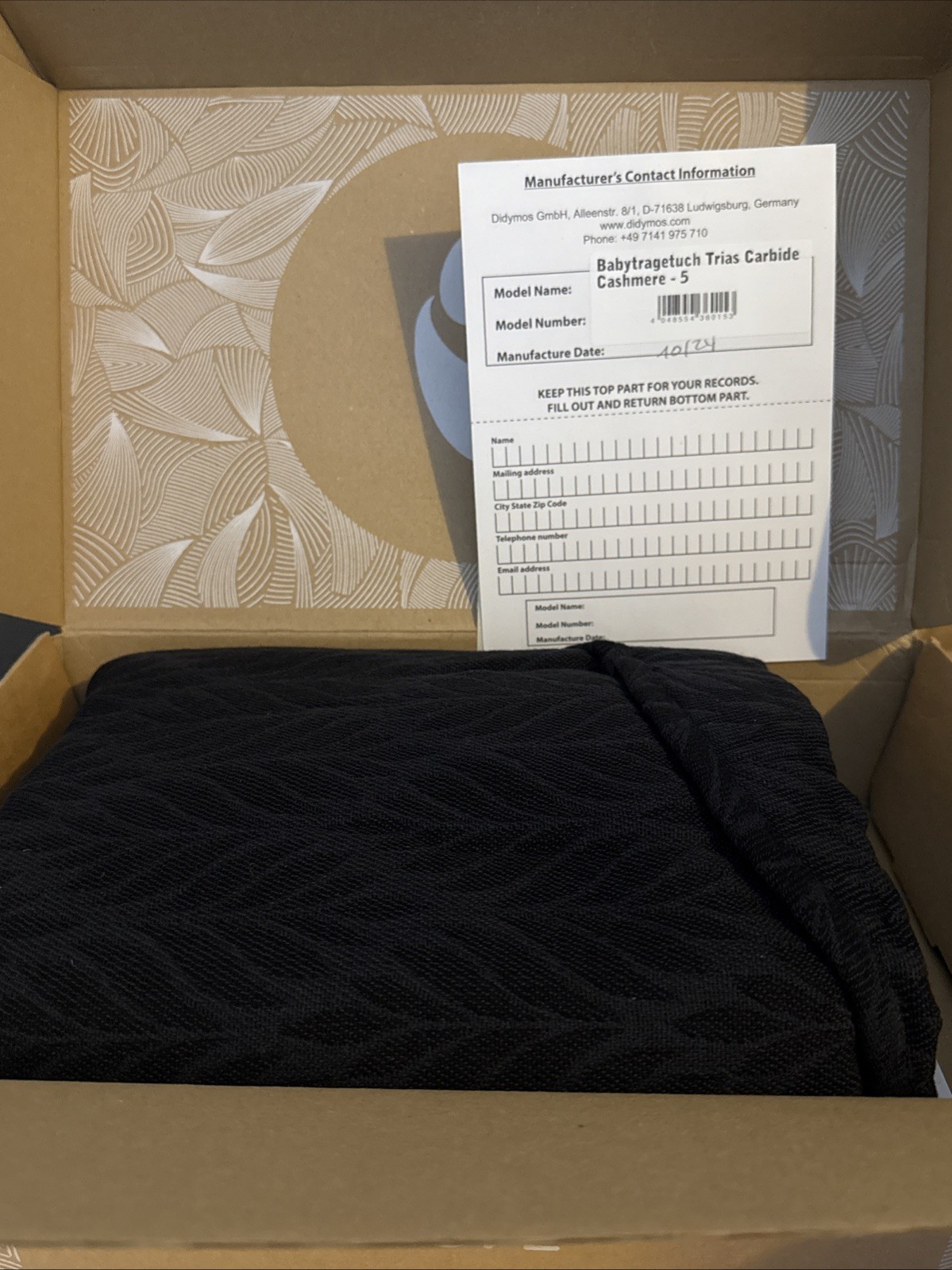 Didymos Woven Baby Wrap Trias Carbide Cashmere Size 5