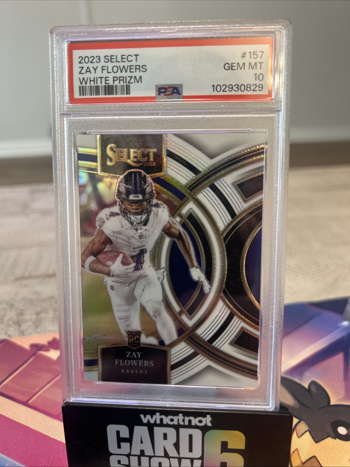 2023 Panini Select Football Premier Zay Flowers 157 RC White Prizm 20/ 35 Gem 10