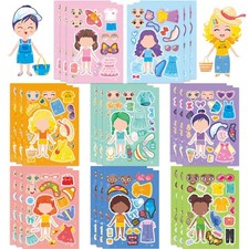 24 Sheets Make Your Own Stickers, Funny Make a Face Stickers DIY Mix and Matc...