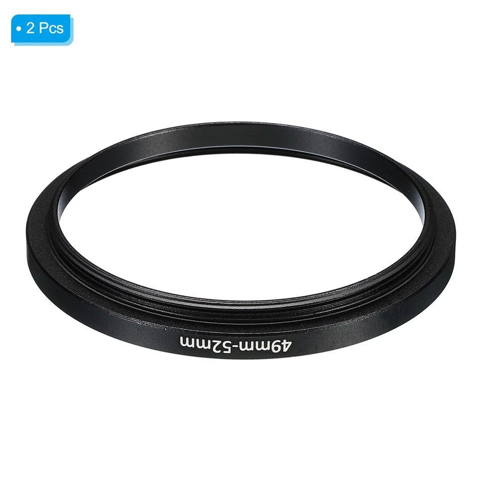 2pcs49mm-52mm Metal Step Up Ring Camera Lens Filter Adapter Ring Black - Image 4 of 4