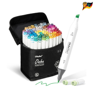 Ohuhu Alkohol Marker 80 Farben Doppelspitze Breit Fein