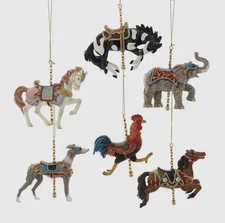 Kurt S. Adler Carousel Animal Orns, 6 Asstd Christmas Ornaments