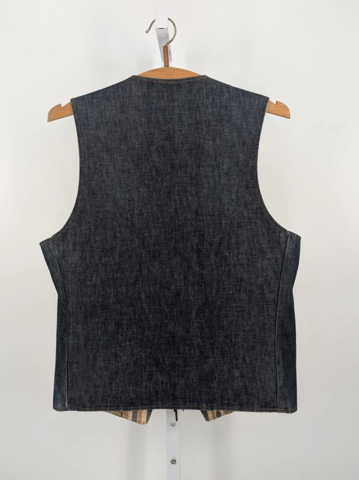 Chaleco Chaleco Levi's Vintage Años 60 70 Naranja Tab Reversible Cuero Corbata Grande E 38 Foto 3 de 4