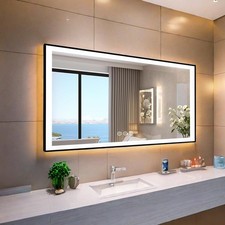 36" L x 60" W LED Bathroom Mirror with Lights, Dimmable Framed Bathroom Vanity..