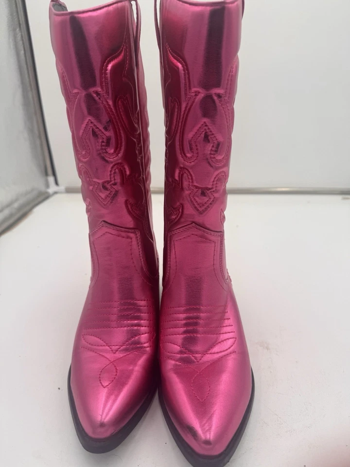 Bota vaquera cosida occidental soda para mujer puntiaguda hasta la rodilla fucsia rosa intenso talla 7 Foto 2 de 4