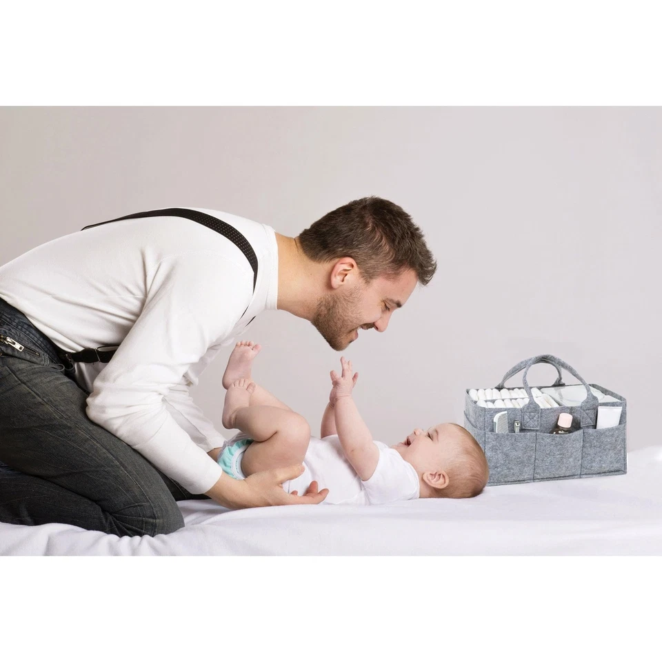 Organizador de carrito de pañales - Bolsa de mano plegable con asas para pañales toallitas Foto 4 de 4