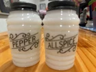 Hazel Atlas  Beehive Milk Glass Pepper and Allspice Shakers Set of 2 VTG VGUC
