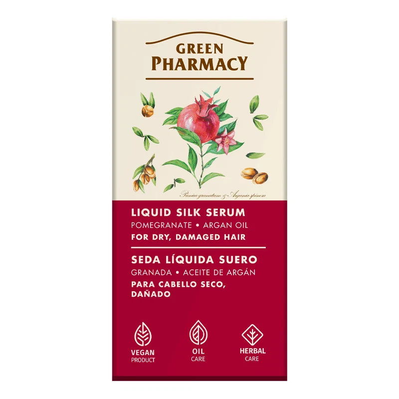 GREEN PHARMACY LIQUID SILK SERUM FOR DRY AND DAMAGED HAIR POMEGRANATE ARGAN OIL