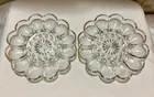 Two Vintage 10" Deviled Egg Plates Thick Clear Glass - Toscany / Anchor Hocking