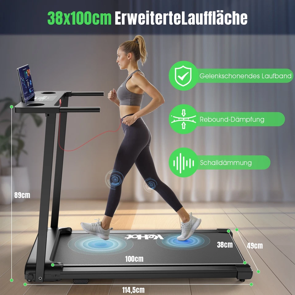 Tapis roulant per casa pieghevole con corrimano 2 CV, 1-12 km/h, 150 kg, per Hlawzgaaovfz - Immagine 2 di 4