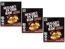 3 Pack Sugar In The Raw Turbinado Cane Sugar Packets, Vegan , 25 Packets (4 Oz)