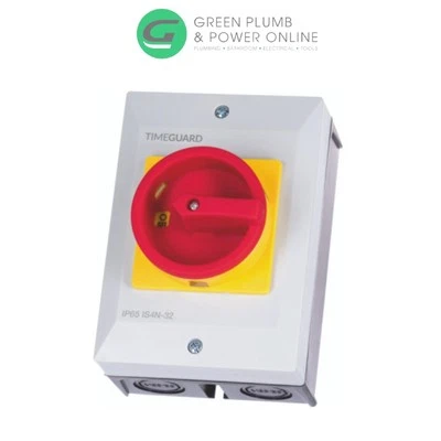 Timeguard IS4N-32 Weathersafe Rotary Isolator Switch – 4 Pole 32A