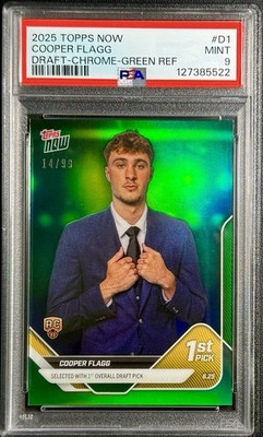 2025 Topps Now Draft Chrome RC COOPER FLAGG - Green Refractor /99 #D1 PSA 9!🚀