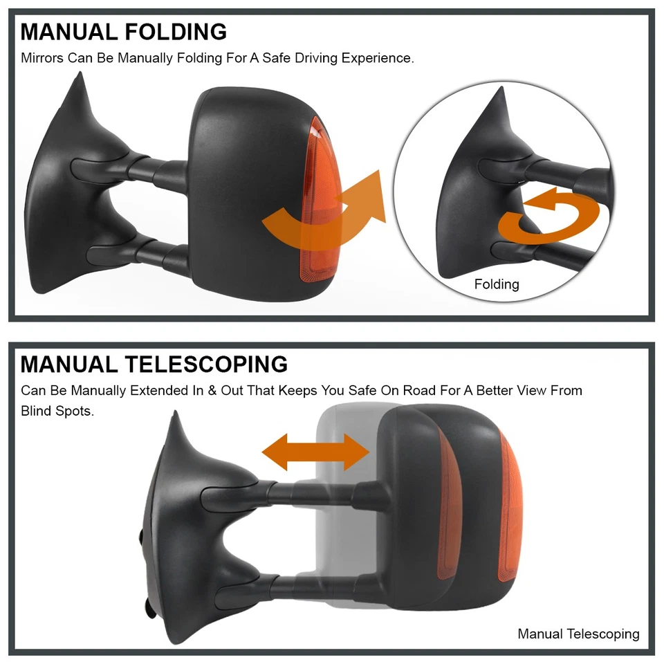 Fits 1999-2007 Ford F250 F350 F450 SuperDuty Power Heated Tow Mirrors Left+Right — 第 4/4 张图片