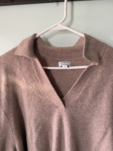 J.Crew Women’s Plus 2X Beige Tan Extrasoft Sweater Polo V Neck PullOver - Picture 3 of 6