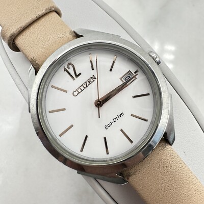 Citizen Women's Watch FE6140-03A Eco Drive White Dial Blush Pink Leather Band