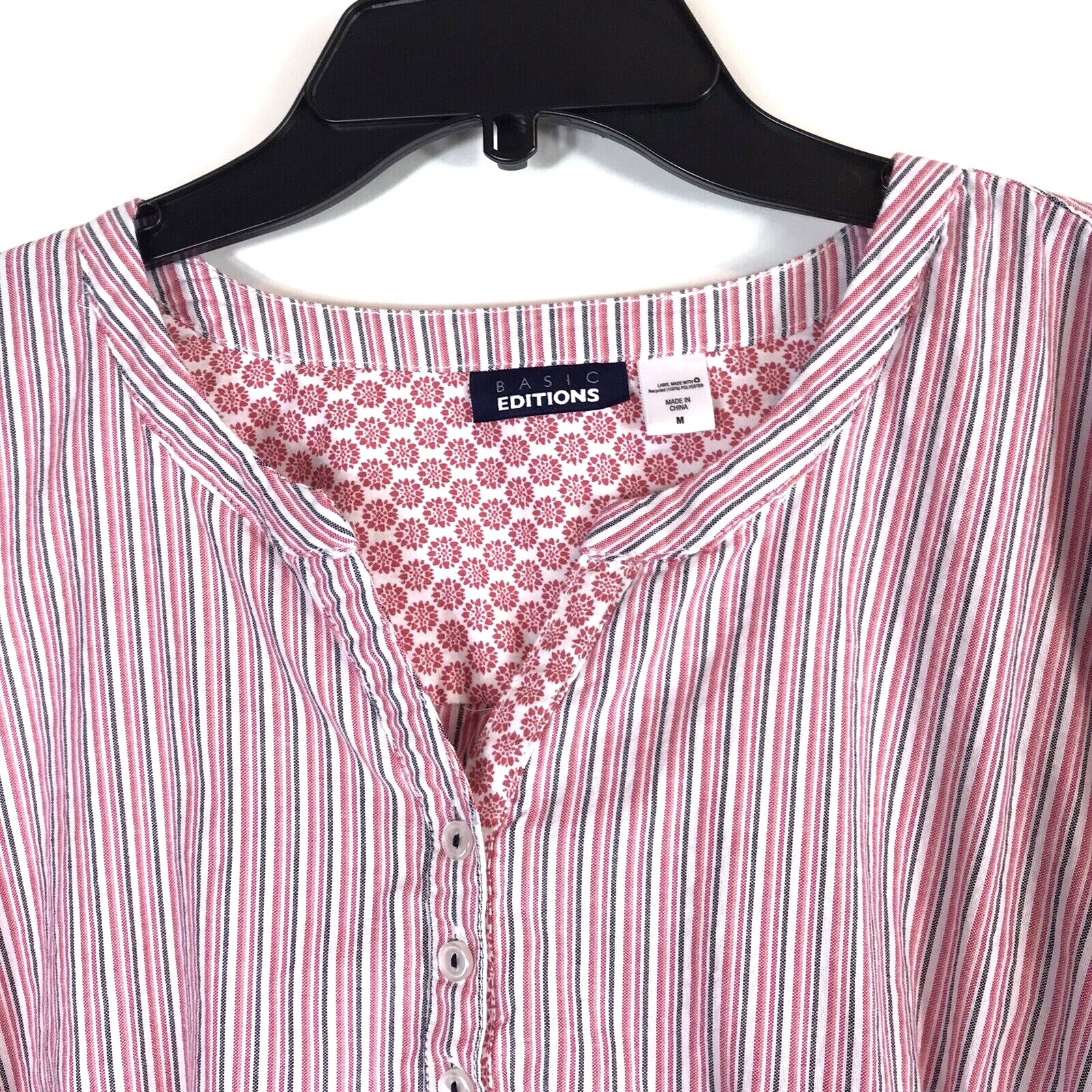 Women's Basic Editions White Red Black Stripe Rou… - image 3