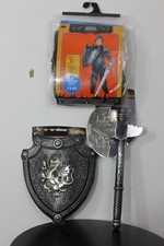 KNIGHT WARRIOR COSTUME Boys Small 4-6X Shield Battle Axe Props Renaissance