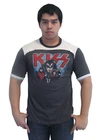 Kiss Band Rock Punk Music Ringer T-Shirt Jersey Men's Gray White Sz Medium