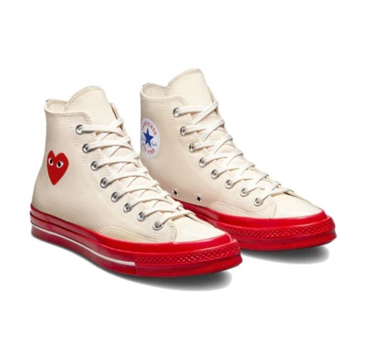 【希少モデル美品！】PLAY COMME des GARCONS レッドアイ L Men's Size 10 Comme des Garcons Play Converse Chuck 70 Hi Egret